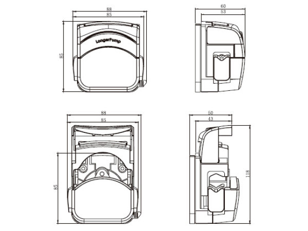 LONGER Peristaltic Pump Head FG15-13 Medium Flow Rate ≤2150 mL/min